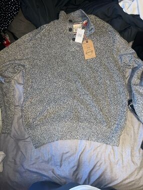 Weatherproof Men's Gray Marled Turtleneck with Button Quarter Placket